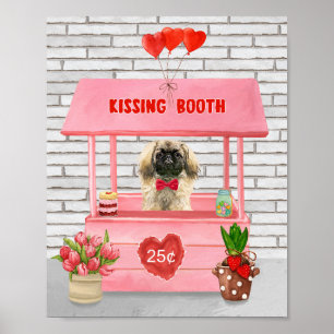 Poster pekingese Chien Valentine's Day Kissing Booth