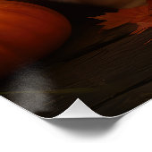 Poster Pekingese Chiot Automne Citrouille délice (Coin)