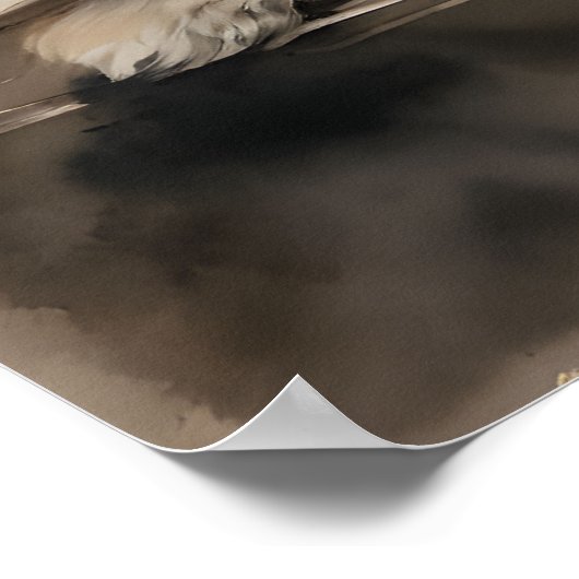 Poster Pekingese Lounge dans un dessin en encre de soie R (Coin)