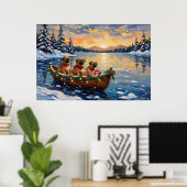 Poster Pékinois Bateau de Noël Vacances (Bureau à domicile)