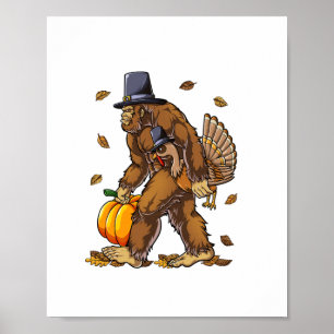 Poster Pèlerin de Bigfoot Turquie Citrouille de Thanksgiv