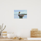 Poster Pélican Brun et Palmiers (Cuisine)