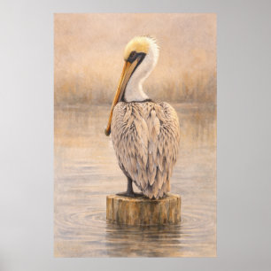 Poster Pélican de port Art de la faune côtière Affich