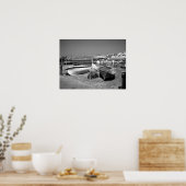 Poster Pelican et Bateaux (noir et blanc) (Cuisine)