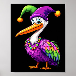 Poster Pelican Mardi Gras Carnaval Lover Mens Femmes Enfa