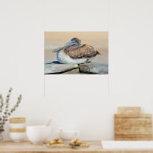 Poster Pélican reposant sur la jetée de pêche (Cuisine)