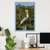 Poster Pelican sur bleu (Bureau à domicile)