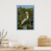 Poster Pelican sur bleu (Cuisine)