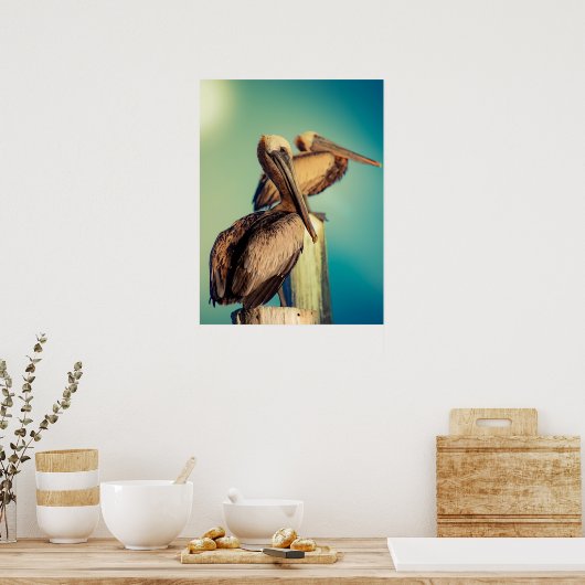 Poster Pélicans à l'aube (Cuisine)