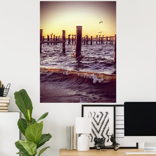 Poster Pélicans dans la baie (Bureau à domicile)