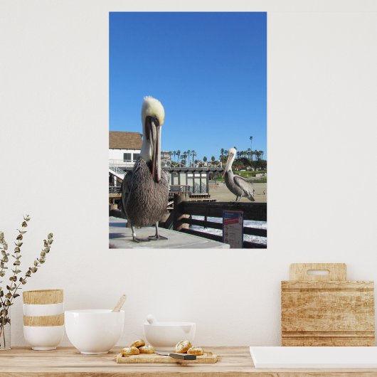 Poster - Pélicans sur la jetée (Cuisine)