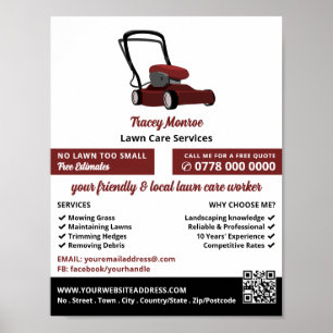 Poster Pelouse rouge-tondeuse, Services d'entretien de la