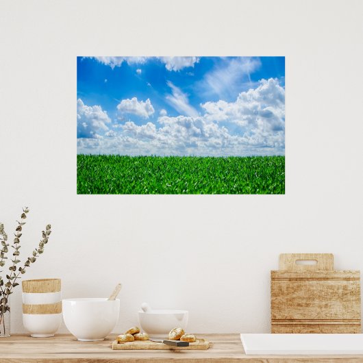 Poster Pelouse verte et ciel bleu (Cuisine)