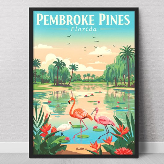 Poster Pembroke Pines Floride vintage