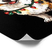 Poster Pembroke Welsh Corgi Père Noël Lumières des arbres (Coin)