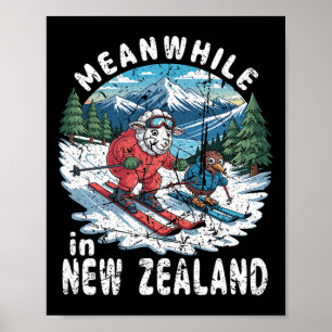 Poster Pendant ce temps en Nouvelle-Zélande Ski de mouton