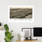 Poster Pendleton, OU Carte panoramique - 1884 (Bureau à domicile)