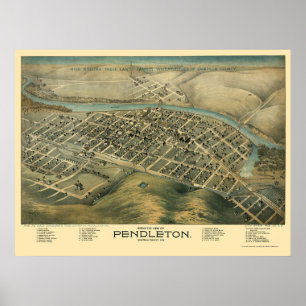 Poster Pendleton, OU carte panoramique - 1890's