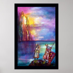 Poster PENDRAGON Chevaliers Médiévaux,Coucher de soleil s