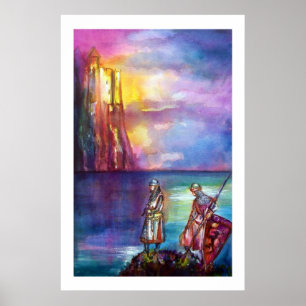 Poster PENDRAGON Chevaliers Médiévaux,Coucher de soleil s