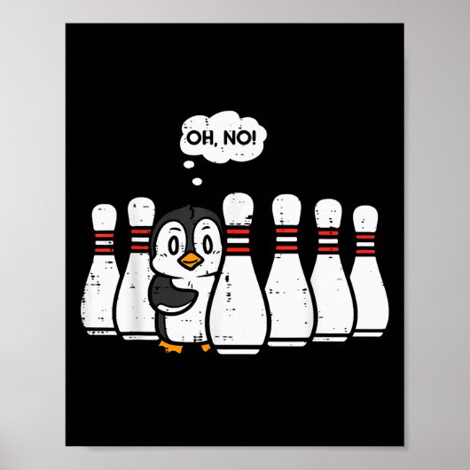 Poster Penguin Bowling Ns Oh No Funny Bowler Player Men W (Devant)