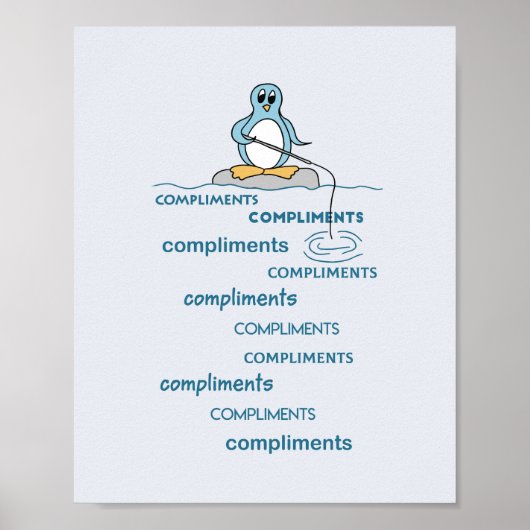 Poster Penguin Fishing for Compliments Metaphor (Devant)