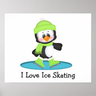Poster Penguin Ice Skating