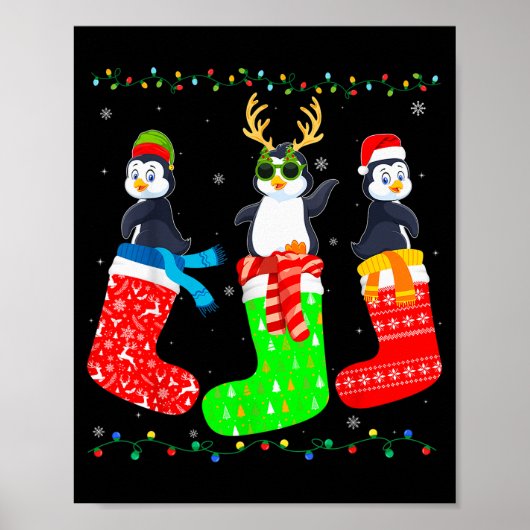 Poster Penguin In Xmas Socks Funny Holiday Ugly Sweater C (Devant)