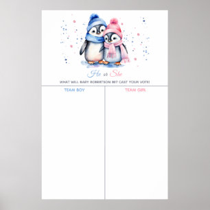 Poster Penguin Winter Gender Revevela Cast Your Vote Game