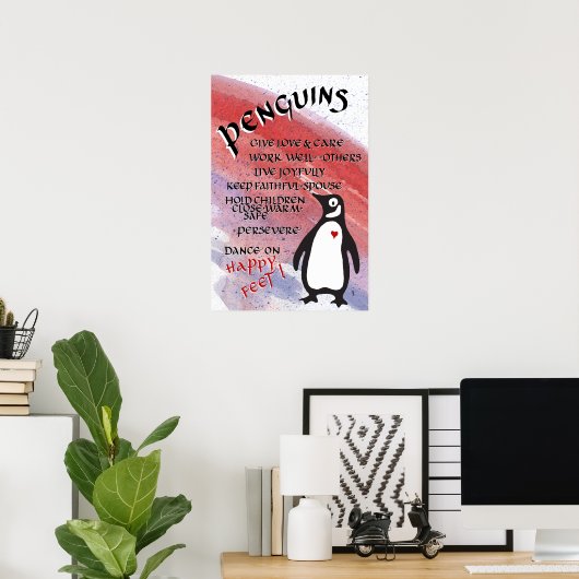 POSTER PENGUINS GRANDES VALEURS EXEMPLES DANSE HEUREUSE (Bureau à domicile)