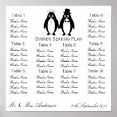 Poster Penguins Mariage Dîner Plan de siège (Devant)
