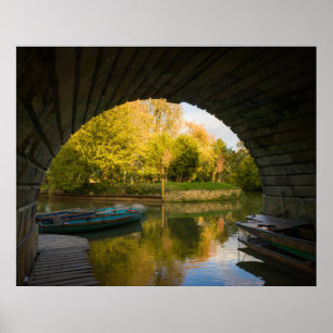 Poster Péniches traditionnelles d'Oxford sous le pont de
