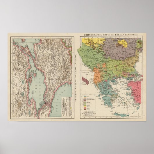 Poster Péninsule balkanique d'ethnog, Constantinople (Devant)