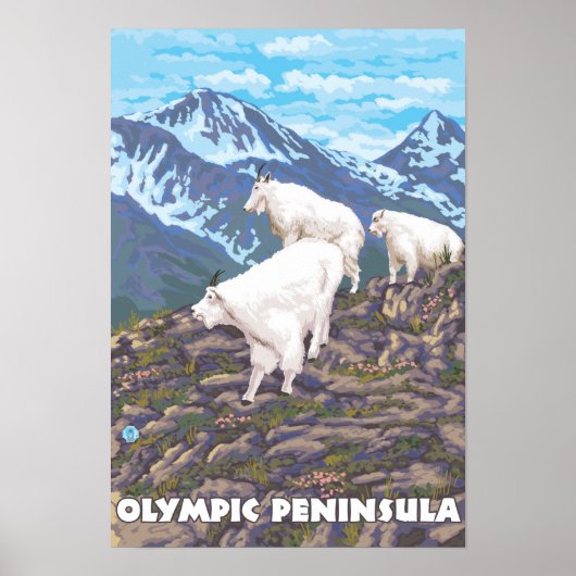 Poster Péninsule olympique, Washington Mountain Chèvres (Devant)