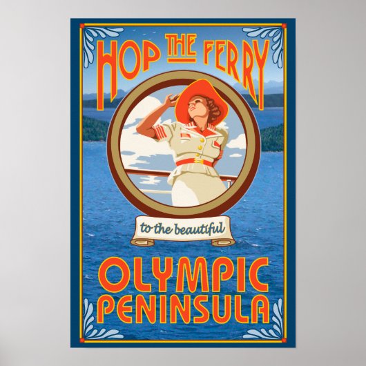 Poster Péninsule olympique, WashingtonHop le ferry (Devant)