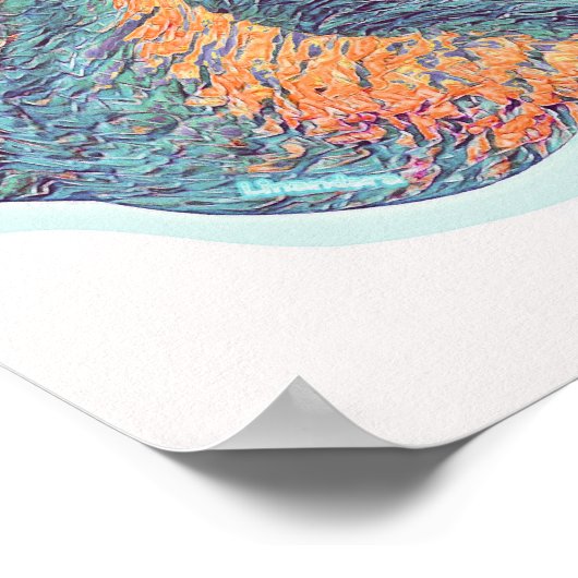 Poster Pennant Valley road in Turquoise and Orange (Coin)