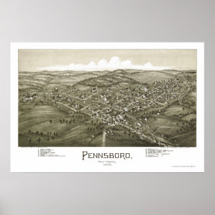 Poster Pennsboro, carte panoramique de WV - 1899