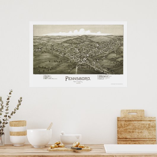 Poster Pennsboro, WV Panoramic Map - 1899 (Cuisine)