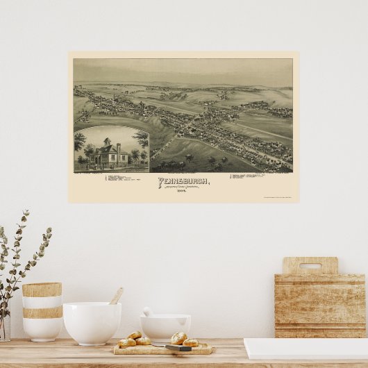 Poster Pennsburgh, PA Carte panoramique - 1894 (Cuisine)