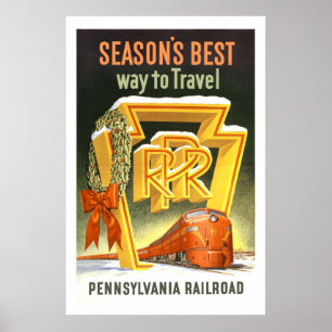 Poster Pennsylvania PA Railroad US Vintage voyage américa