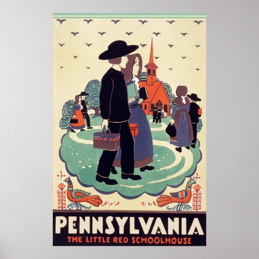Poster Pennsylvania Railroad The Little Red Schohouse (Devant)