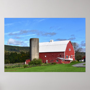 Poster Pennsylvania Red Barn et éoliennes 12 x 8