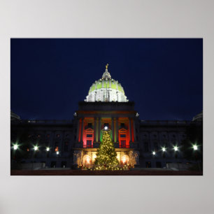 Poster Pennsylvania State Capitol Christmas Tree Lights