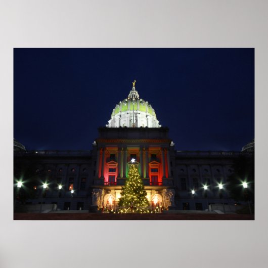 Poster Pennsylvania State Capitol Christmas Tree Lights (Devant)