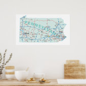 Poster Pennsylvanie Interstate Map Imprimer (Cuisine)