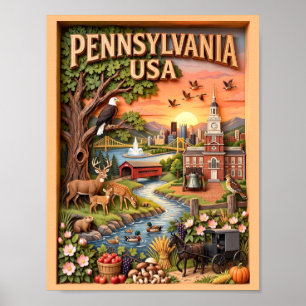 Poster Pennsylvanie Lieux de Voyage Faune Nature Art