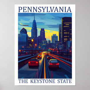 Poster Pennsylvanie the Keystone State USA Travel Place