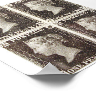 Poster - Penny Black Postage Stamps