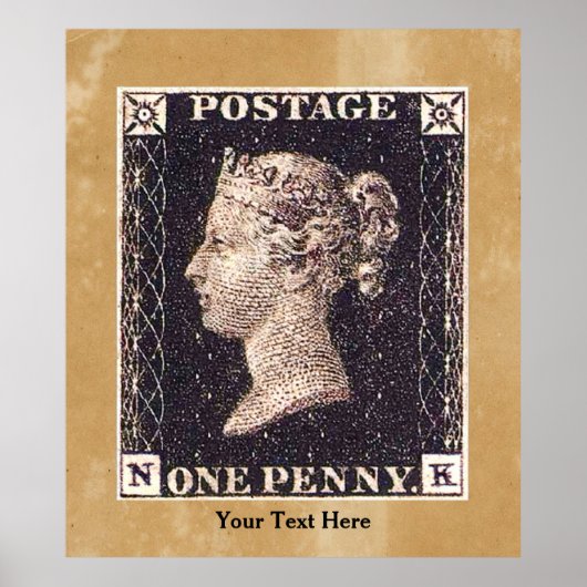 Poster Penny Black Postage Timbre (Devant)
