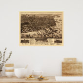 Poster Pensacola, FL Carte panoramique - 1885 (Cuisine)